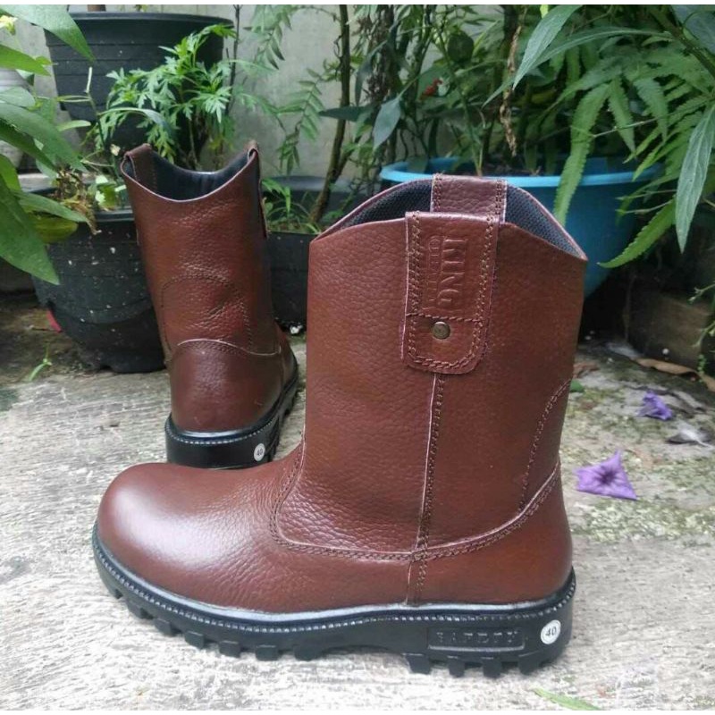 sepatu safety kulit asli pria