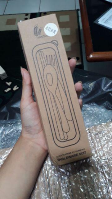 Straw Wheat Tableware Set Travel | Sendok Garpu Sumpit Makan