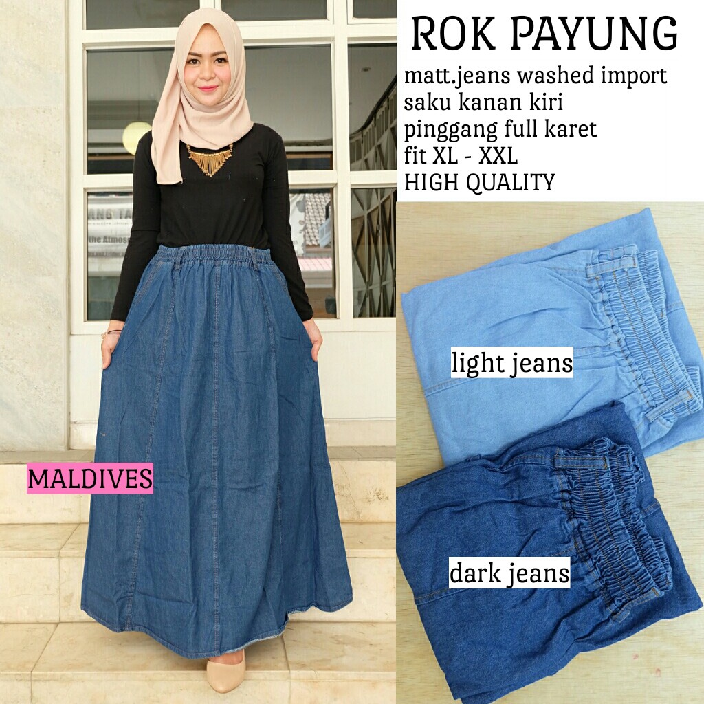 ROK PAYUNG | ROK PECAH | ROK JEANS LEBAR |