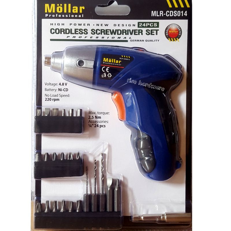 Mesin Obeng set baterai screwdriver bor cordless mollar 4.8v 24pcs CDS014