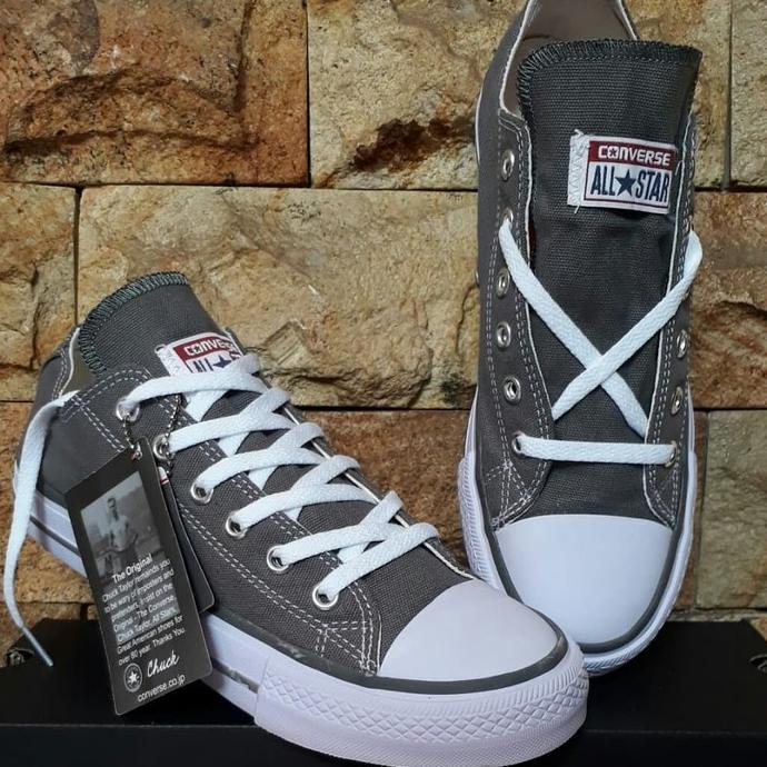 Sepatu Wanita Pria Converse All Star Kanvas Abu Klasik Low Premium