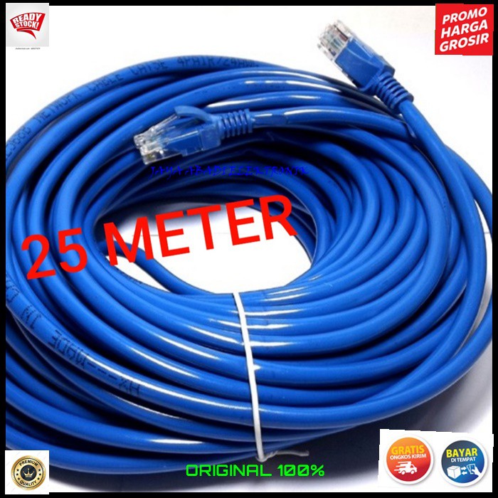 G567 KABEL LAN RJ45 25 METER CAT5 UTP INTERNET WIFI HOTSPOT JARINGAN KONEKTOR PLUG BOOT KOMPUTER SWITCH ROUTER MODEM COMPUTER INDIHOME FIRTSMEDIA ROUTER BISA DENGAN KEPALA KONEKTOR DAN PLUG BOOT YANG SUDAH TERPASANG PRAKTIS DAN TIDAK RIBET