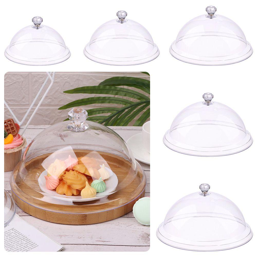 Wonder Food Cover Transparan Tahan Debu Dekorasi Pesta Kreatif Acrylic Round Dish Kue Roti Piring