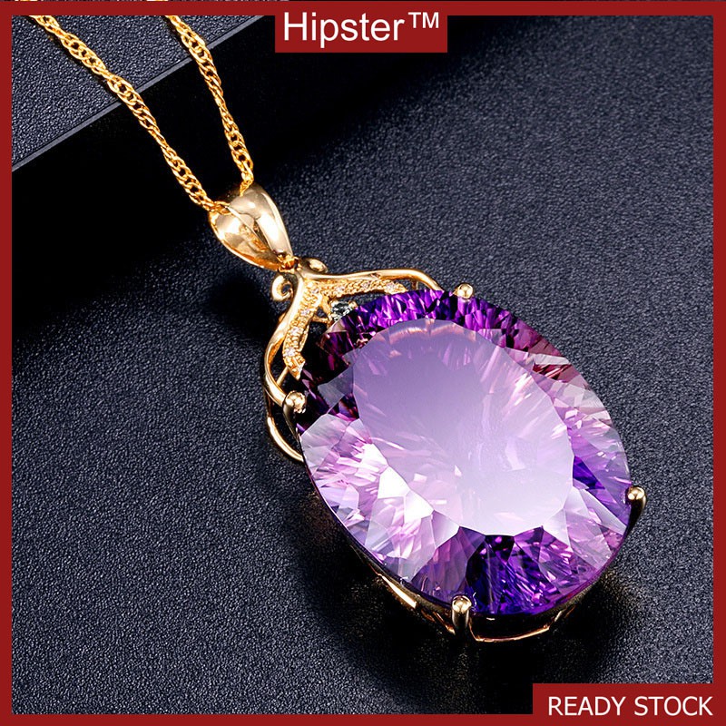 Popular Creative Design Amethyst Pendant Full Diamond Micro-Inlaid Necklace