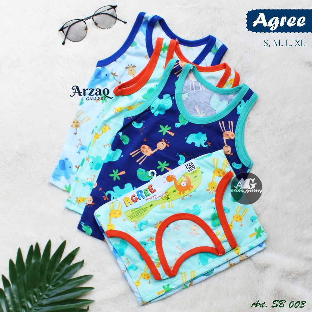 3pc -  Singlet Anak Agree Sb 003  Motif / Kaos Dalam Anak Kutung Anak | KAOS Anak Motif | Kaos Kutang Anak | Kaos Adem | Agree KIDS