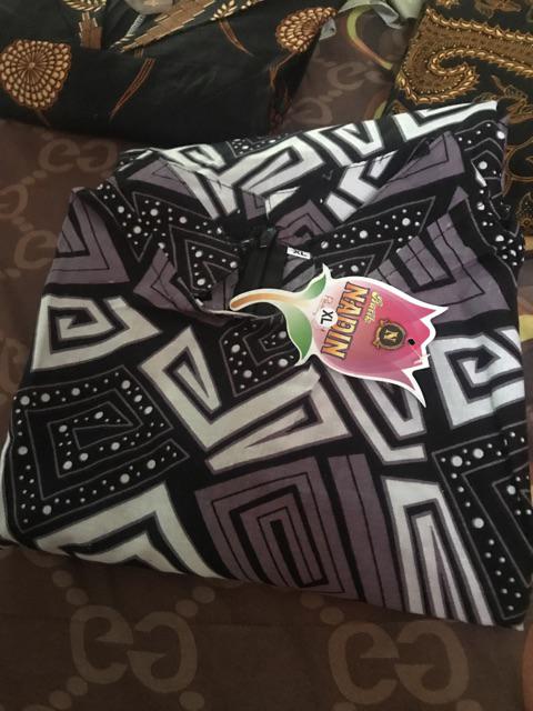 Tunic Batik Cantik Modern Tunik Serut Mozaik Mono Monokrom Monochrome Seragam Kantor Kerja