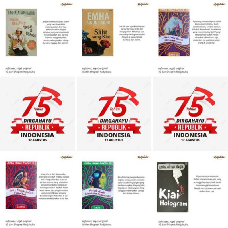 Cak Nun 1 paket, 6 buku. Daur, Kiai Hologram, Slilit