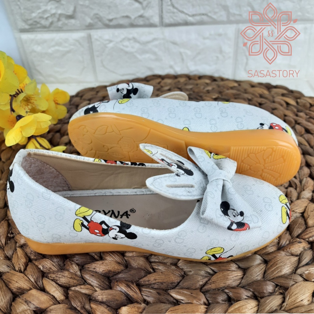 SEPATU PESTA FLATSHOES ANAK PEREMPUAN MICKEY 3 4 5 6 TAHUN IA01