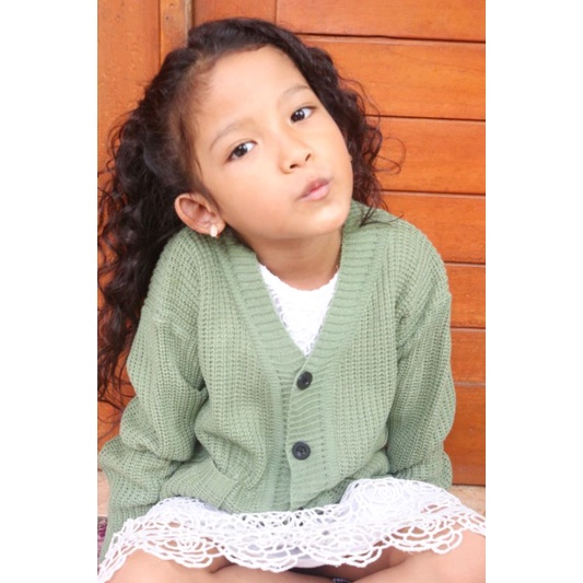 MARISKA CARDIGAN OVERSIZE RAJUT LENGAN PANJANG WANITA BAHAN TEBAL KANCING 5 OUTER KARDIGAN KEKINIAN-Kids Mint