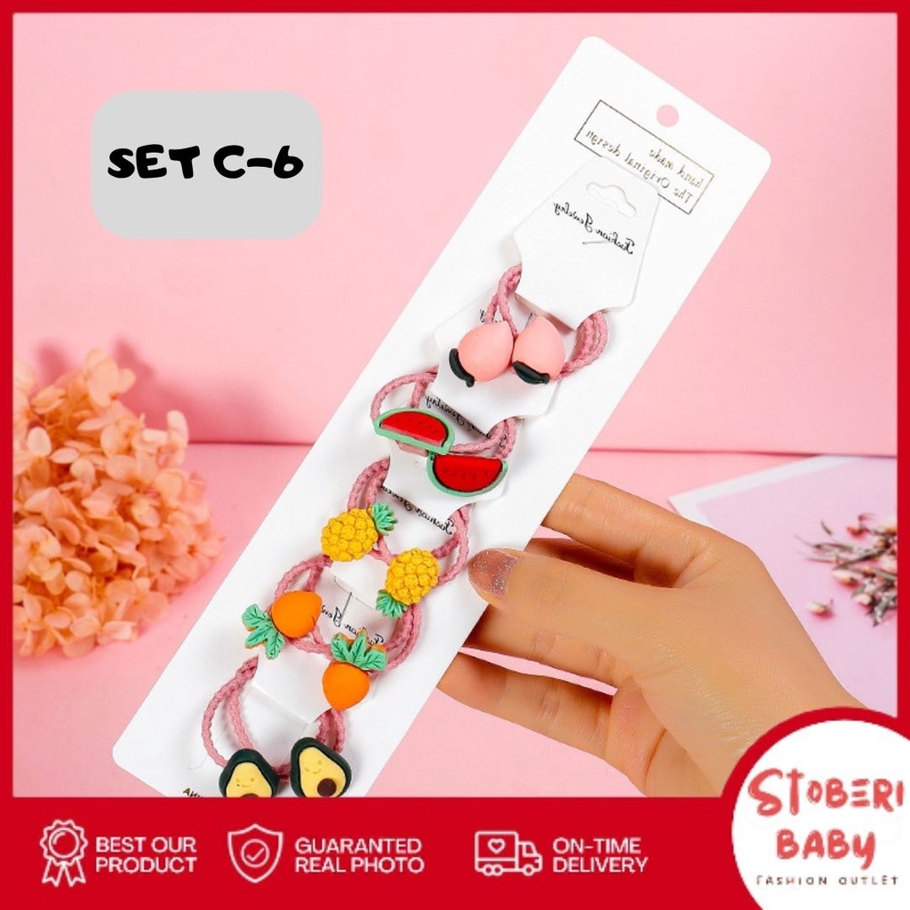 PUNCAK 3.3 stoberi baby - IKAT TWINS LULU 10PCS / Set Ikatan Rambut Anak Icon Karakter Import / Ikat Rambut Anak Karet Motif Karakter