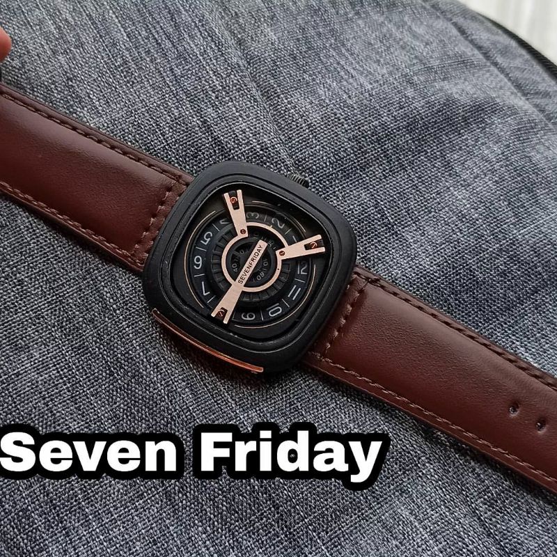 Jam Seven Friday tali kulit + free gelang ( model raandom)