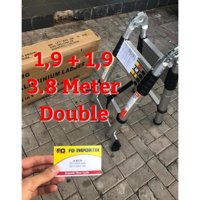 Tangga Lipat Aluminium Teleskopik 3.8 M Double Telescopic 3,8 Meter