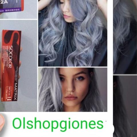 ✺ Cat Rambut Matrix Socolor 12.1/ 12.A + Oxydant Warna AS abu abu silver - Cat + oxydant ♀