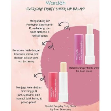 WARDAH EVERYDAY FRUITY SHEER LIP BALM/ LIP BALM/ FRUITY/ TERMURAH/ ORIGINAL 100%