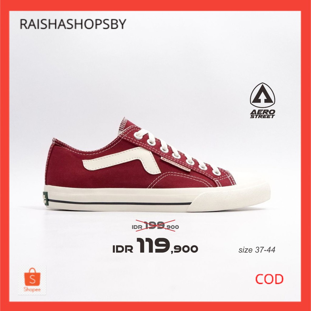 Aerostreet 37-44 Jhosse Low Maroon - Sepatu Sneakers Casual Sekolah Pria Wanita Aero Stree