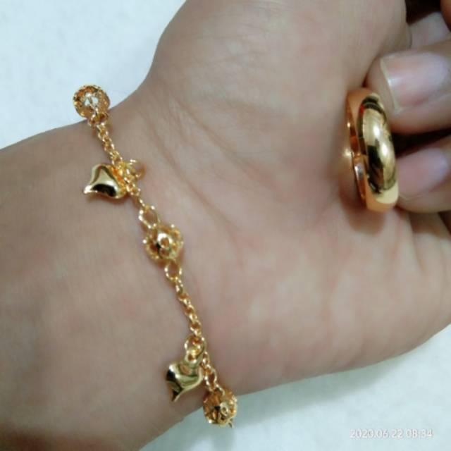 Xuping gelang tangan+cincin emas dewasa