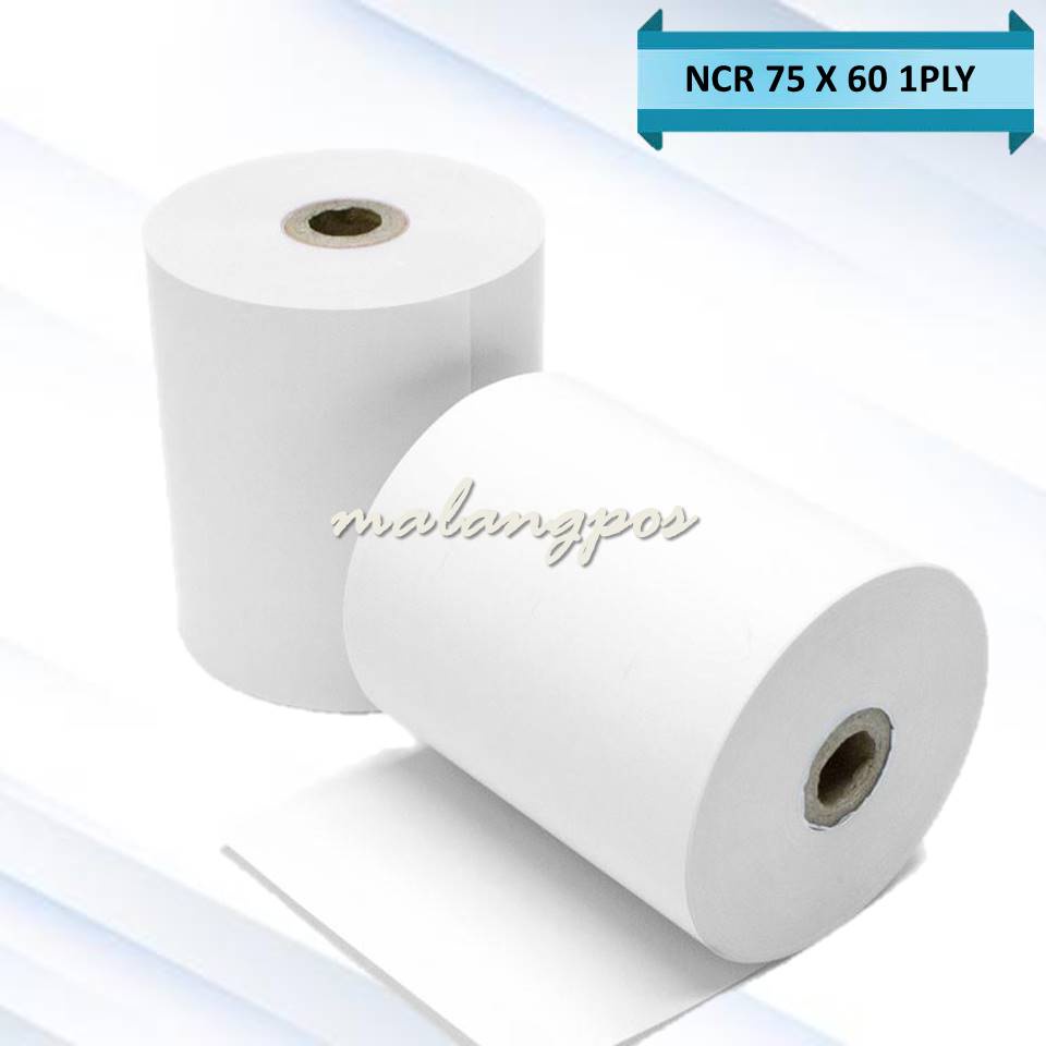 KERTAS STRUK KASIR NCR 75X60 MM 1PLY UNTUK PRINTER DOT MATRIX