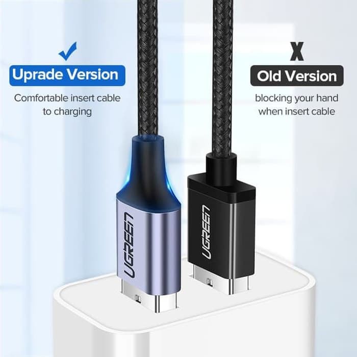 (Original) Ugreen USB 2.0 Type C 3A Nickle Braid Cable (1m) black- 60126