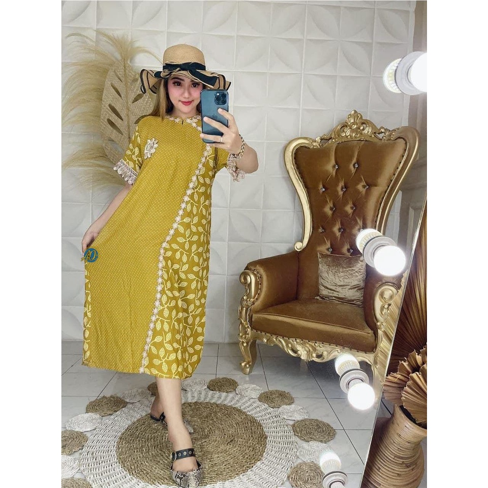 Daster Renda Arab Renda Melati Jihan Rayon Premium Dress Renda Lengan Pendek Baju Wanita Casual LD 110 cm