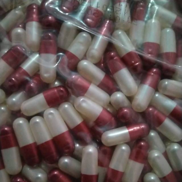 Cangkang Kapsul Kosong 0 Marun Putih Metalik Isi 1000 Kapsul