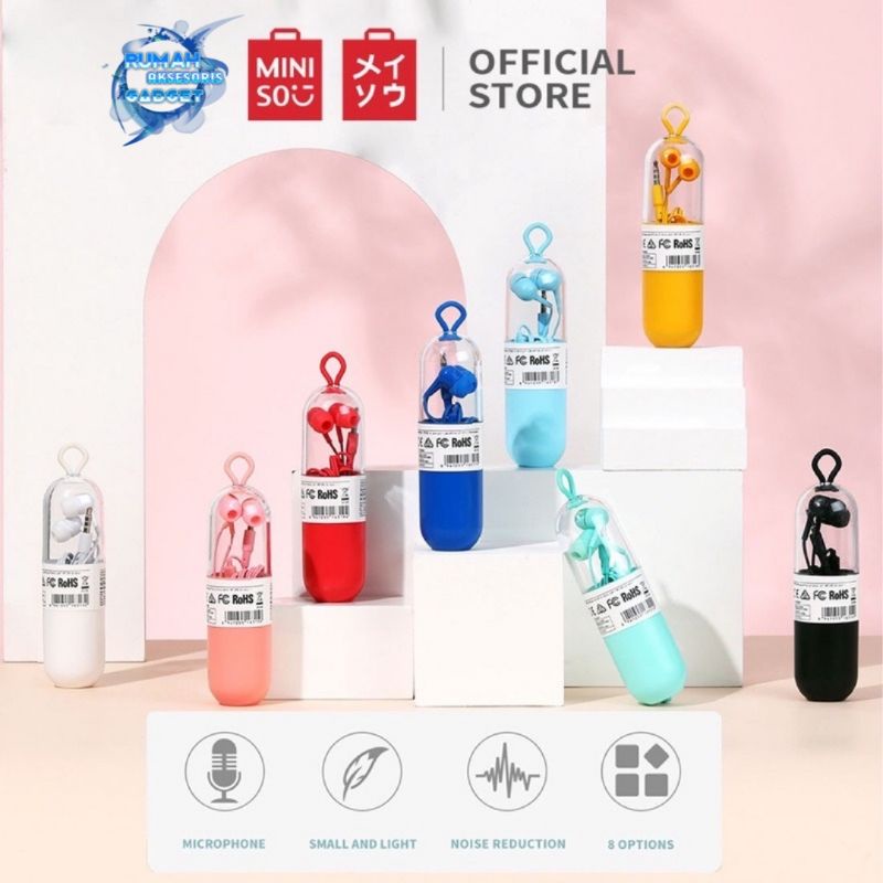 Handsfree HF Miniso original 100% earphone macaron HF 236 capsule HF250