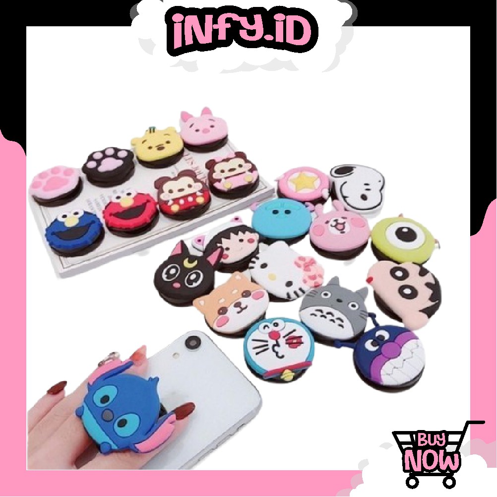 INFY - Popsocket Socket HP Holder 3D pop sockets Popsockets PVC Motif Import Murah Griptok 3D R112