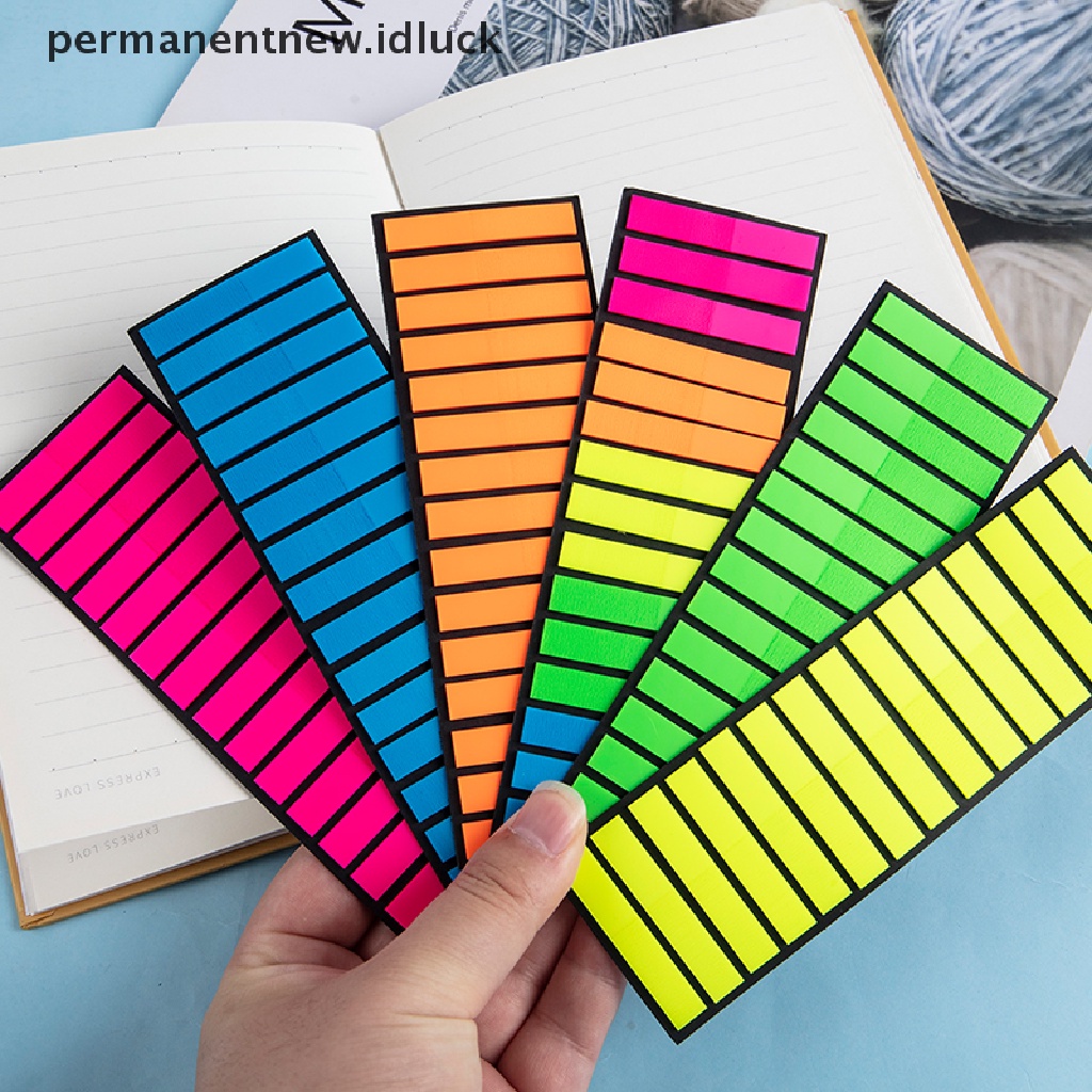 300pcs Stiker Sticky Note Transparan Fluorescent Untuk Stationery Anak Sekolah / Kantor