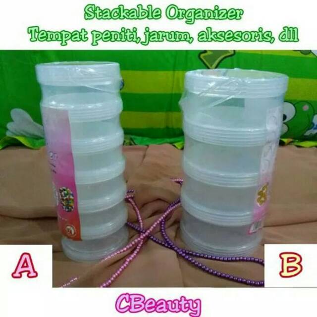 Gunindo Stackable Organizer - Tabung Tempat Peniti Jarum Kancing Hiasan Borci, Murah