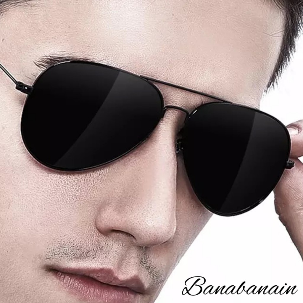 kacamata Pria Retro Police Sunglasses Pantai Hitam KKPRO-HITAM