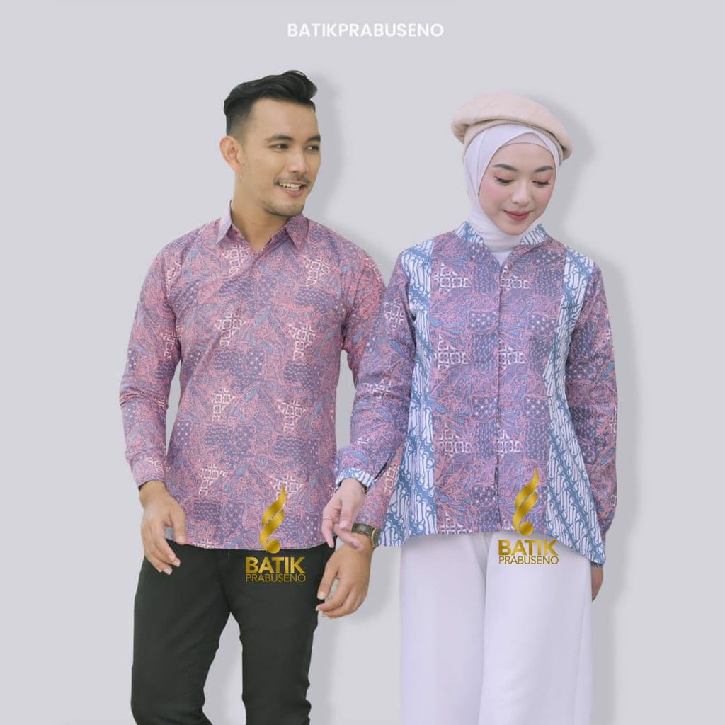 Nilasari Jagad Ungu Hem Baju Kemeja Batik Pria Wanita Lengan Panjang Slimfit Ori Prabuseno Couple Ce