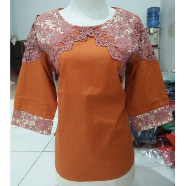 Blouse katun import CHIBI kombi brokat cantik