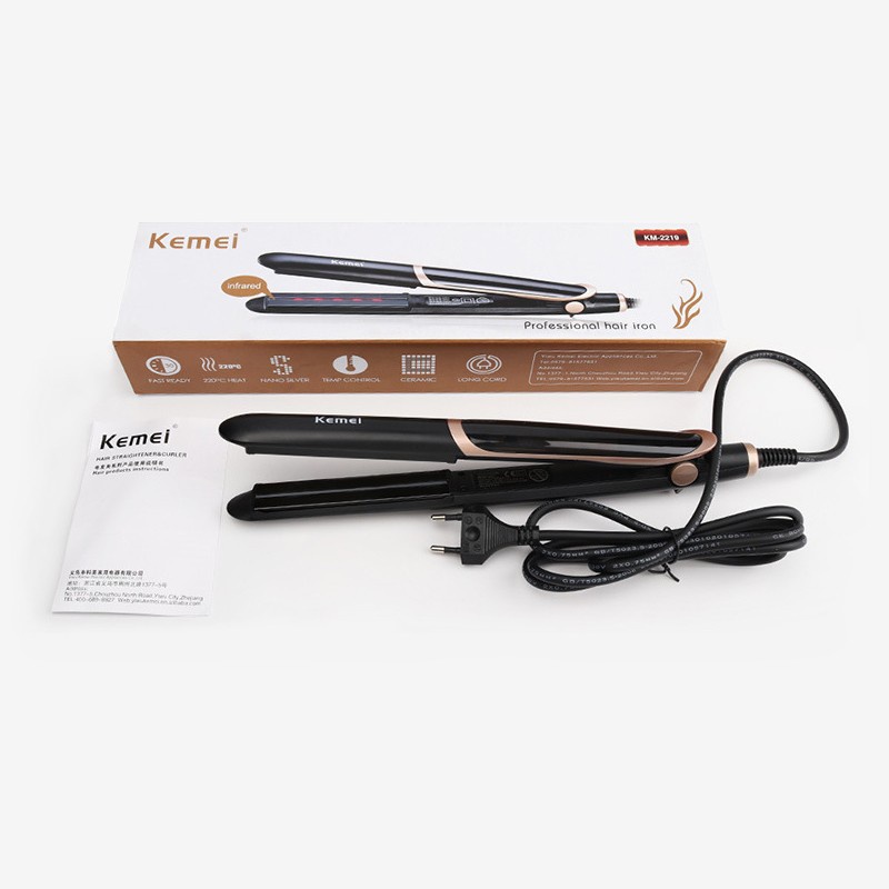 CATOKAN RAMBUT KEMEI INFRARED ORIGINAL KM - 2219 LURUS DAN CURLY 2in1