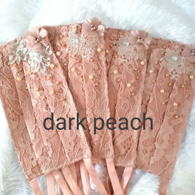 DARK PEACH Masker  Kain Brokat Renda  Brukat Centil Payet 