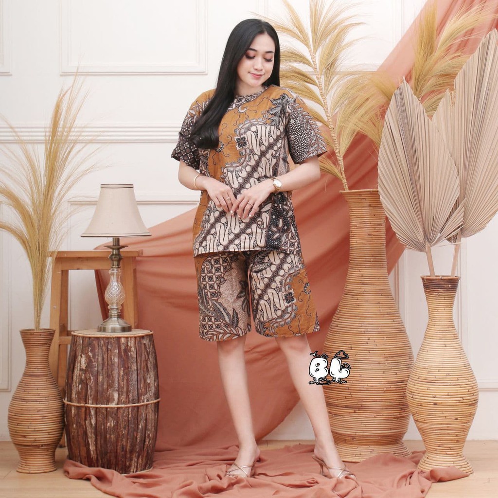 Setelan Batik Set Baju Tidur Santai Bebidol Setcel Katun Halus Adem Piyama Baju Celana Pendek Aura12