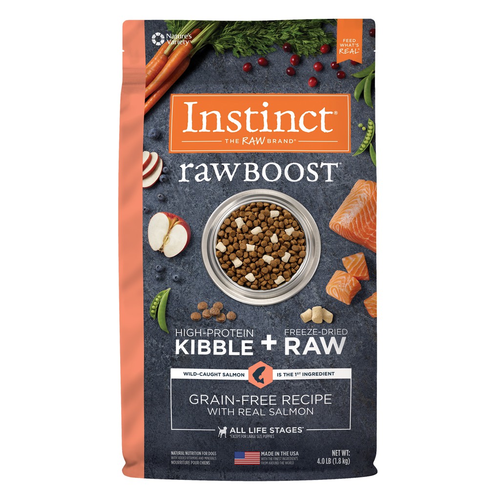 Instinct Dog Food Raw Boost Grain Free Salmon All LIfe Stages 4Lb