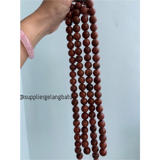 brown gold sand stone 18mm batu pasir emas coklat aksesoris manik akik