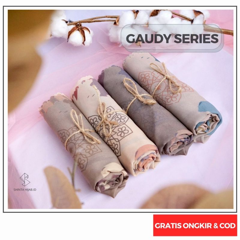 Hijab Segiempat Motif Gaudy Series / Pollycotton Lasercut