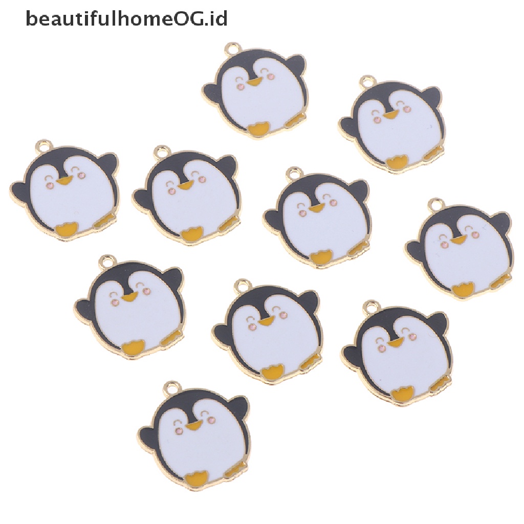 10pcs / set Liontin enamel Desain Kartun penguin charms Untuk Membuat Perhiasan