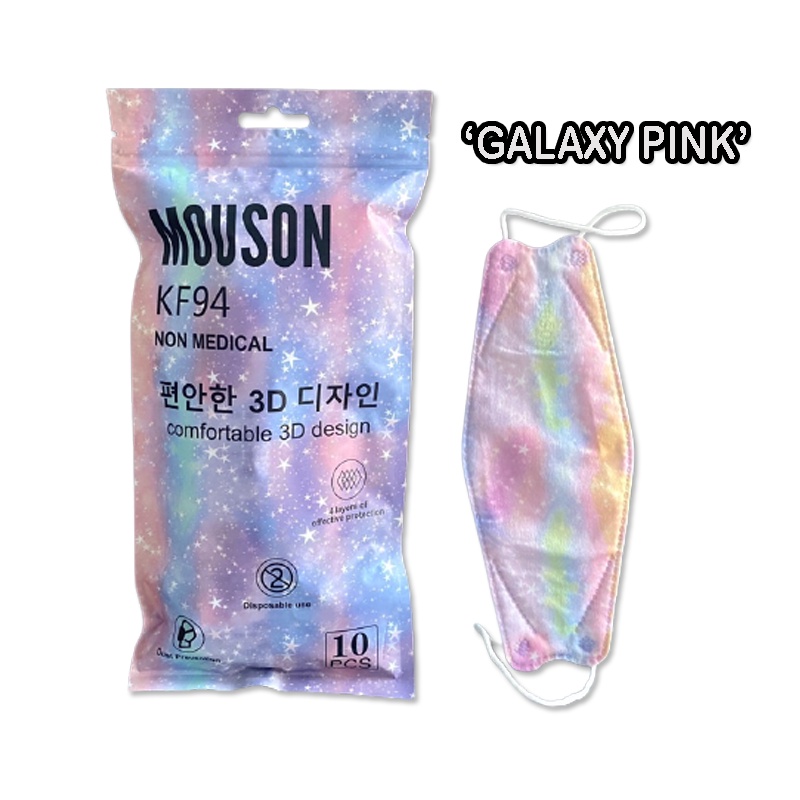 MASKER 4PLY KF94 MOUSON 1 PACK ISI 10 PCS MOTIF GALAXY GRADASI TIE DYE MASKER KF 94 3D