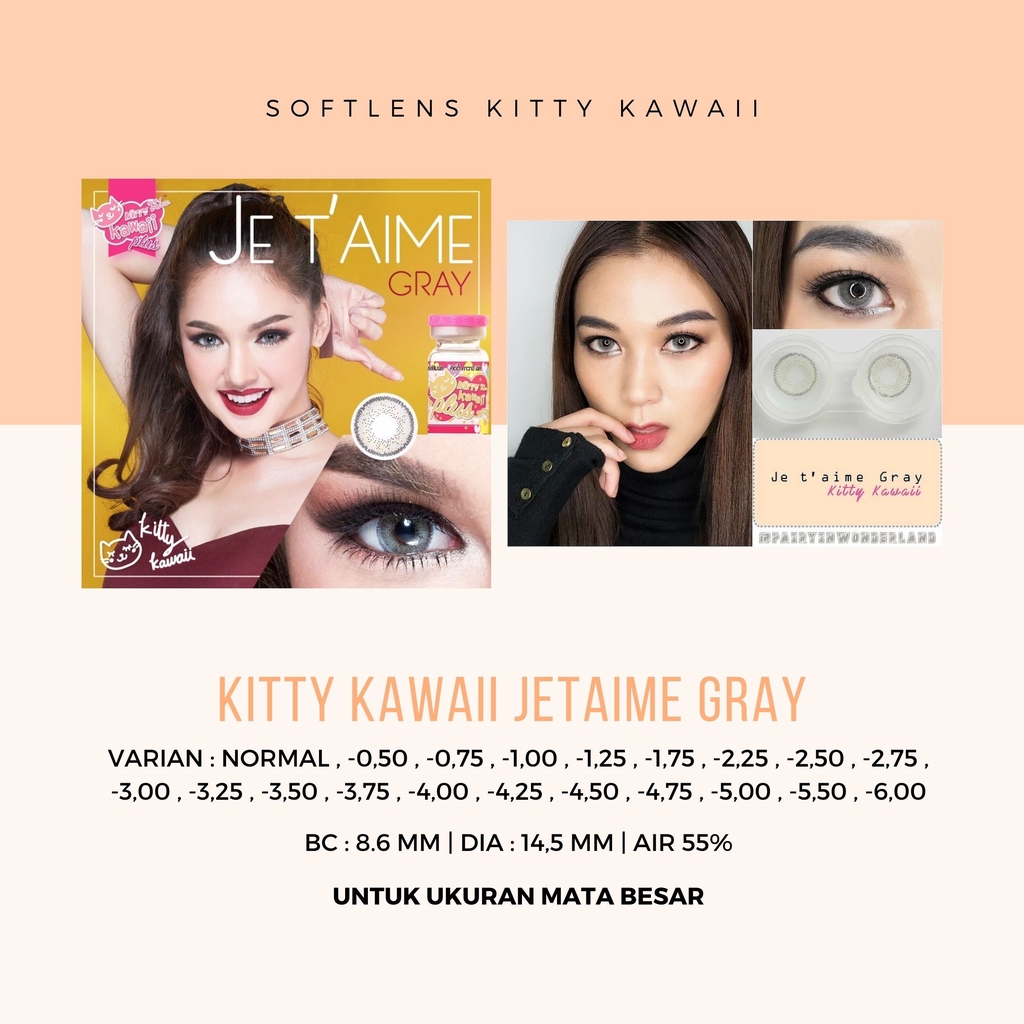 SOFTLENS KITTY KAWAII JETAIME GREY -NORMAL/MINUS / SOFTLENS MATA / LENSA MATA