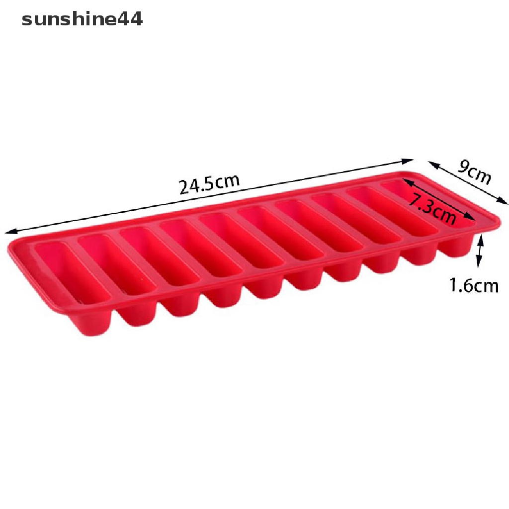 Sunshine Cetakan Es Batu Diy Bentuk Strip Panjang Bahan Silikon Dengan 10 Sekat