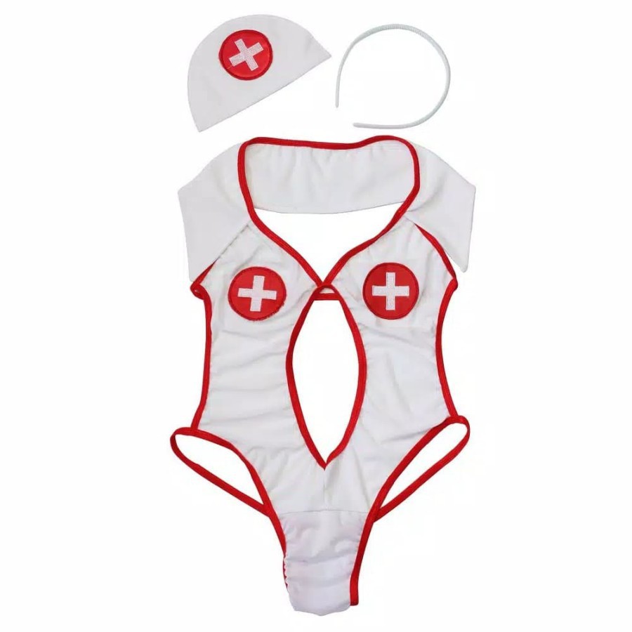 Halterneck Cosplay Nurse Lingerie Perawat Monokini Kerah Baju Tidur