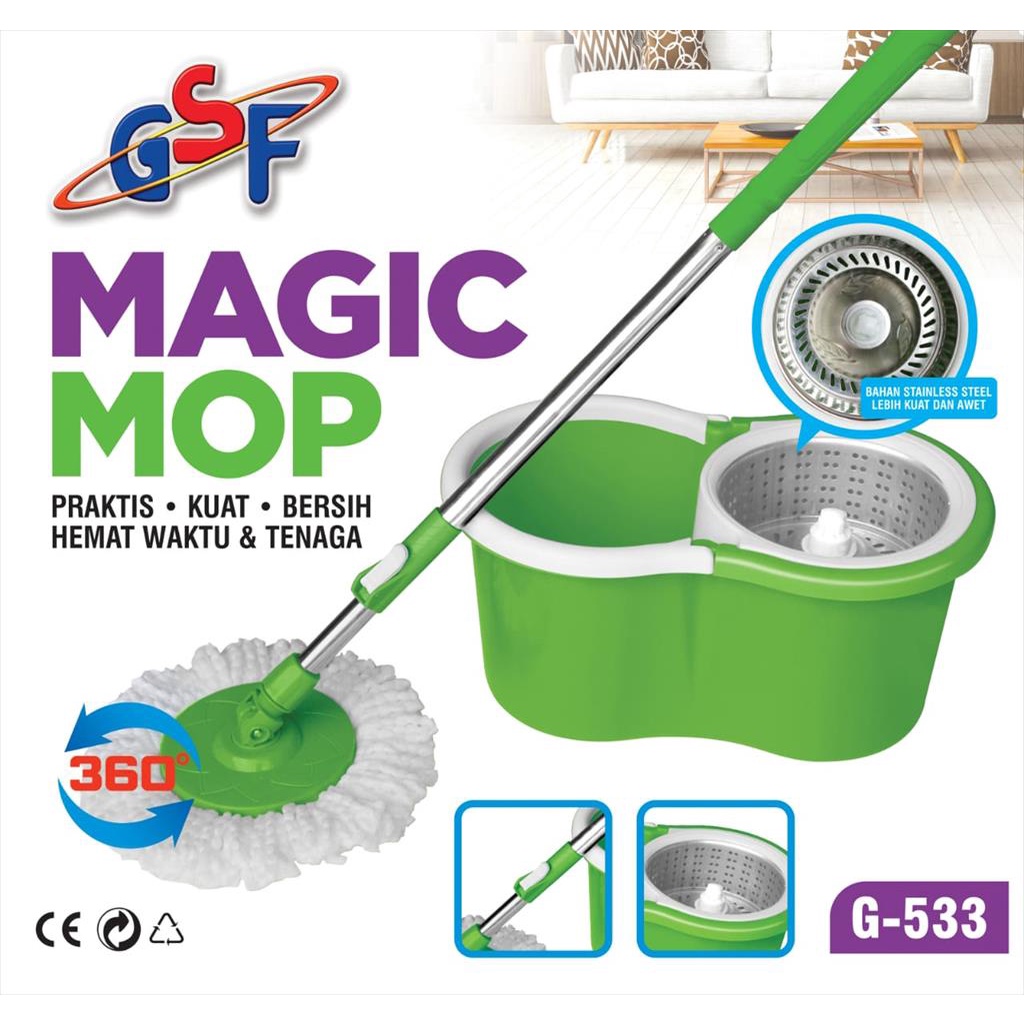 Alat Pel Pembersih Lantai Magic Mop GSF G 533 Perasan Pemeras Stainless Steel