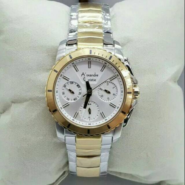 JAM TANGAN WANITA ALEXANDRE CHRISTIE AC6455 SILVER GOLD ORIGINAL