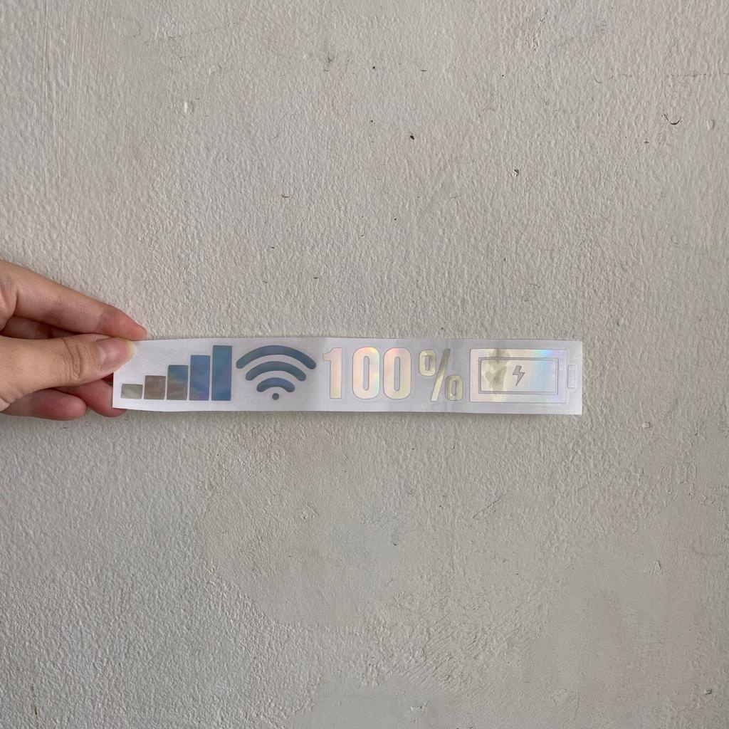 

Stiker Viral Baterai Wifi Sinyal 100% Hologram Motor Mobil Laptop Sepeda