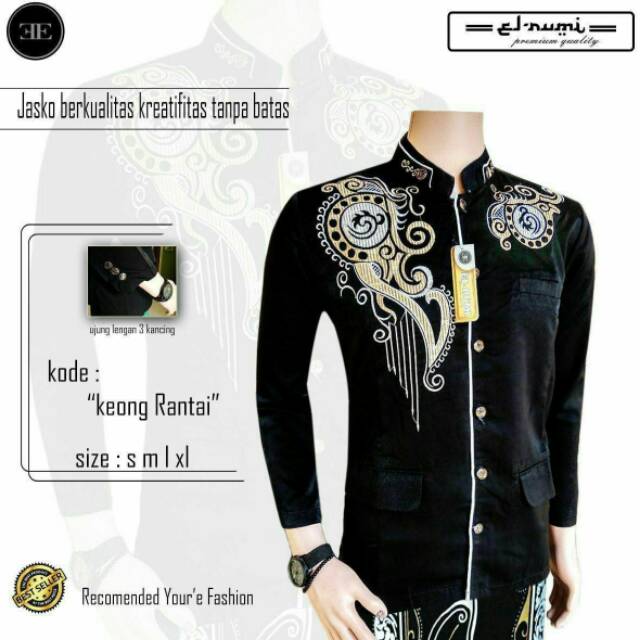 Jasko|| Jas koko|| jas koko bordir warna hitam|| Seragam hadroh majelis taklim