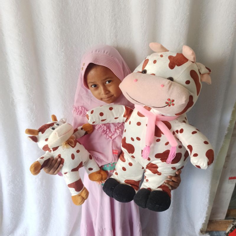 boneka sapi berdiri XL beli 1 gratis 1 boneka sapi kecil