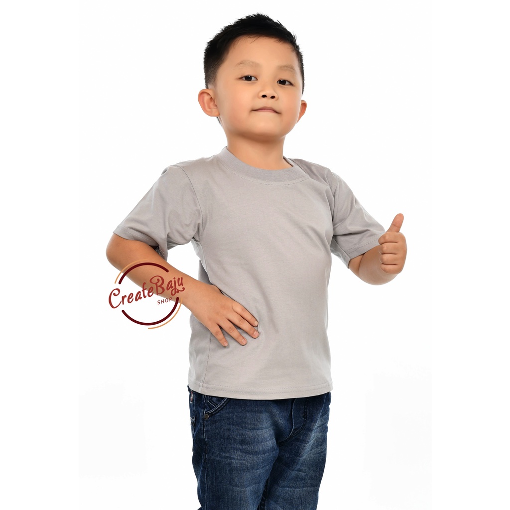 KAOS ANAK POLOS MURAH 1-7 TAHUN ABU BAJU ATASAN ANAK LAKI POLOS BAHAN KATUN LENGAN PENDEK