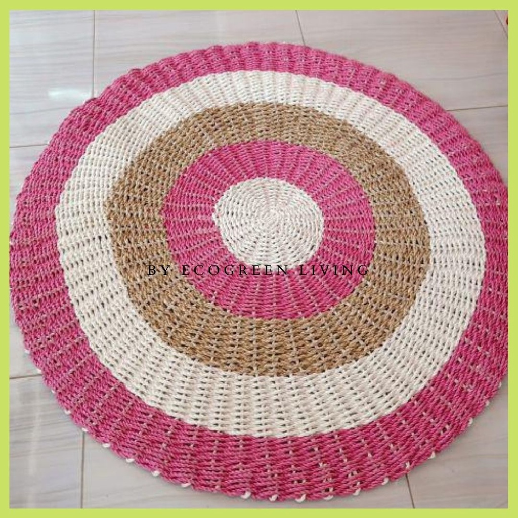 RUG SEAGRASS / KARPET BULAN / TIKAR BULAT / KARPET ANYAMAN MANTUL TERMURAH LEBAY