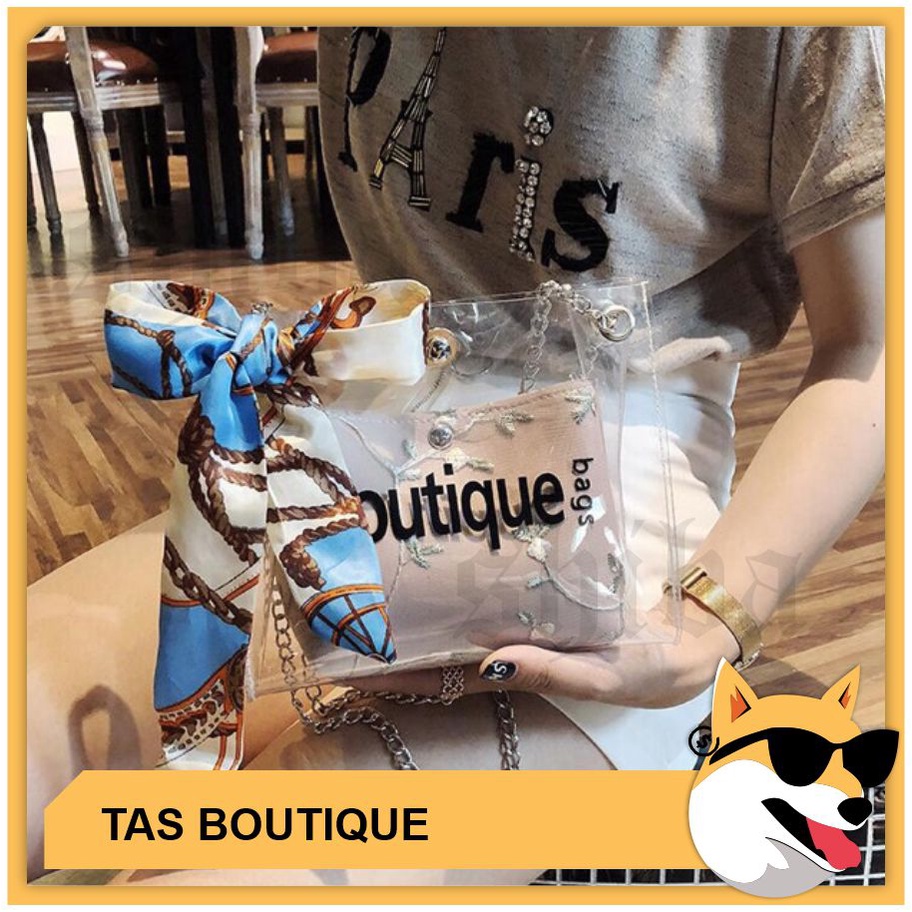 Tas Boutique transparan tas fashion korea , tas fashion impor, tas batam , tas murah